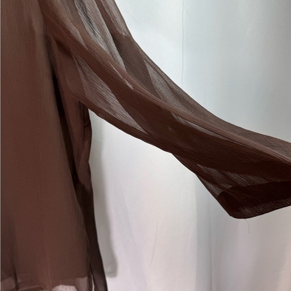 Linea By Louis Dell'Olio Brown Sheer Button-Up Blouse & Tank Set L - Picture 6 of 16